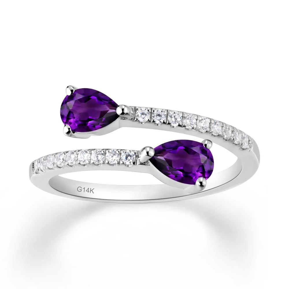 Two Stone Amethyst Open Ring - Image 5