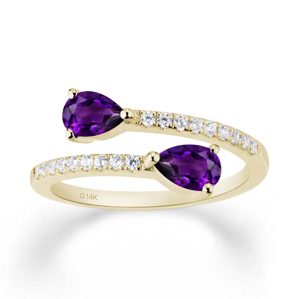 Two Stone Amethyst Open Ring - Image 6