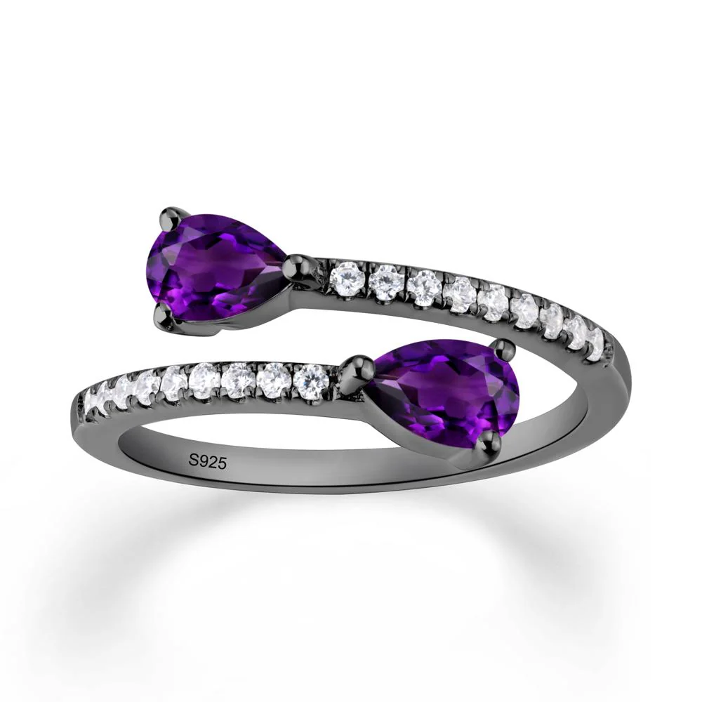 Two Stone Amethyst Open Ring - Image 9