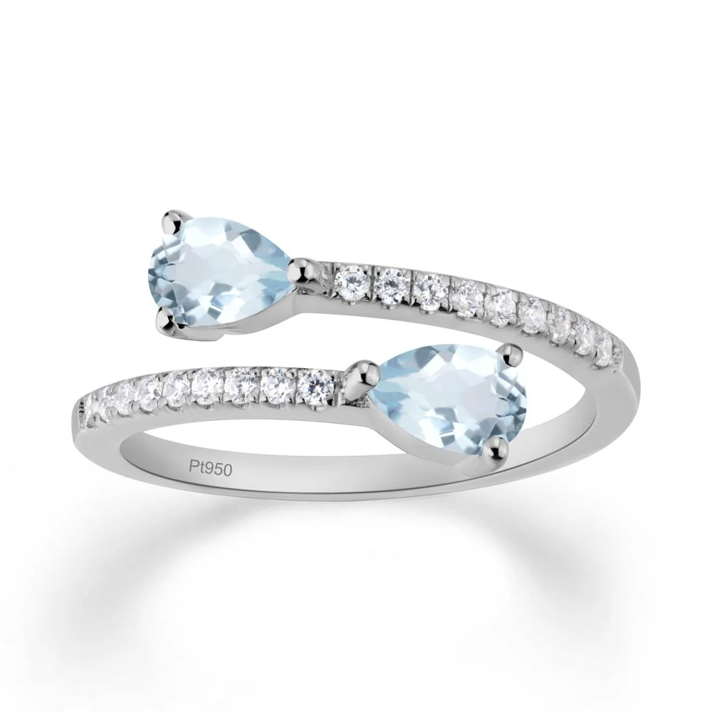 Two Stone Aquamarine Open Ring - Image 2