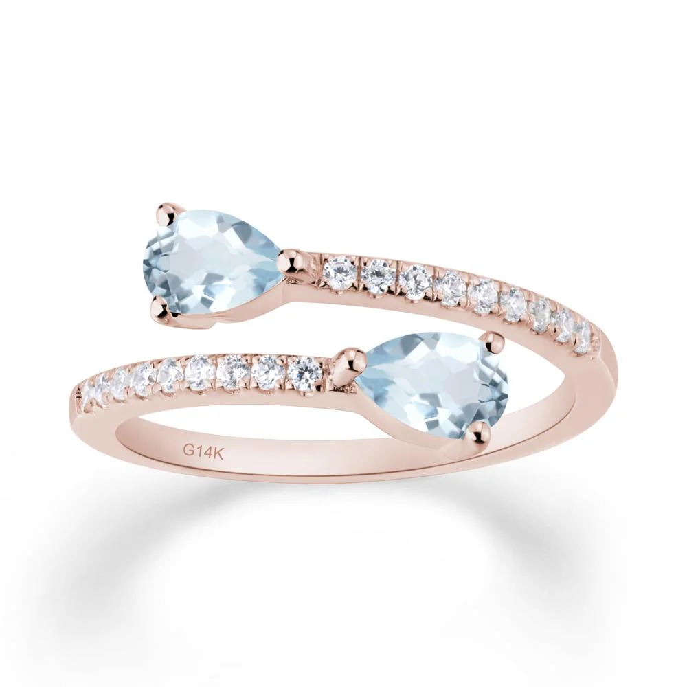 Two Stone Aquamarine Open Ring - Image 5