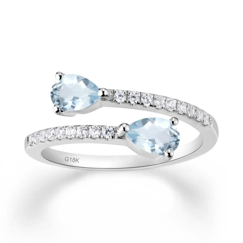 Two Stone Aquamarine Open Ring - Image 9