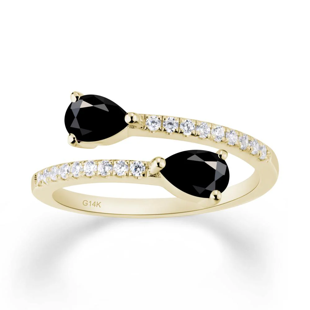 Two Stone Black Spinel Open Ring - Image 3