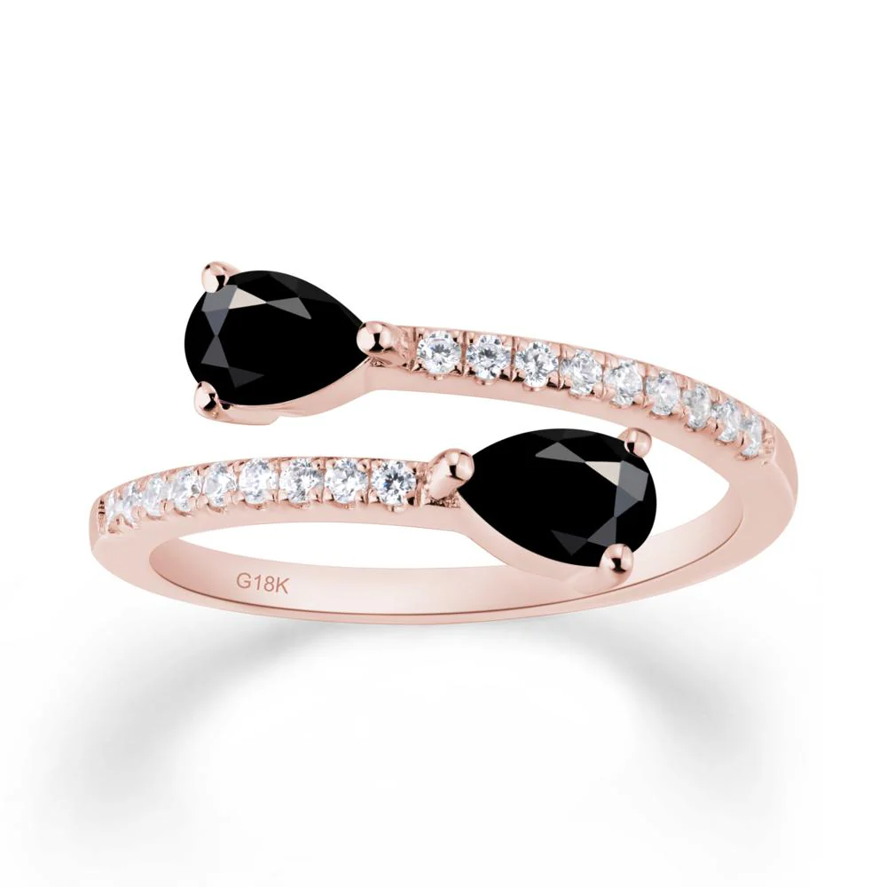Two Stone Black Spinel Open Ring - Image 8