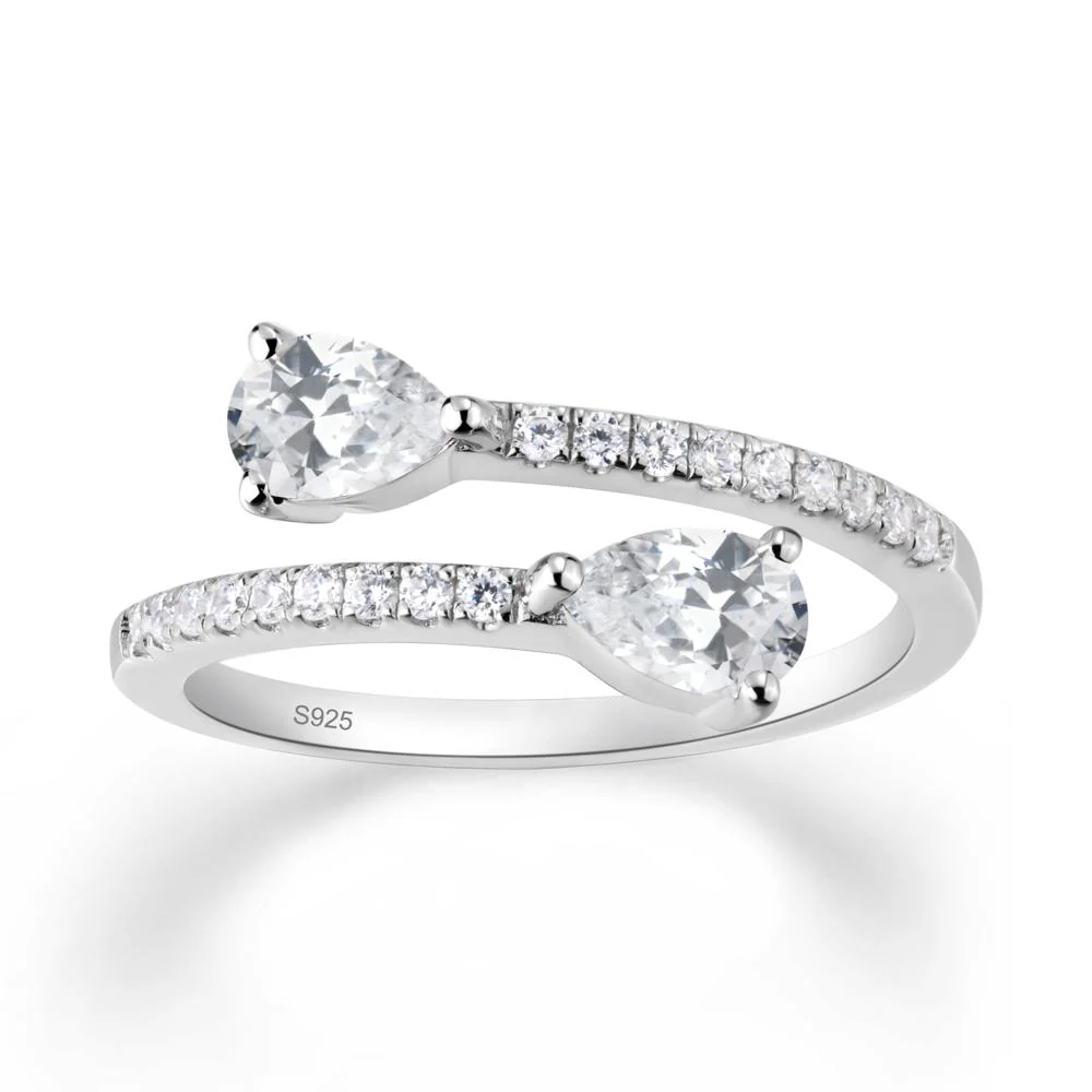 Two Stone Cubic Zirconia Open Ring - Image 4