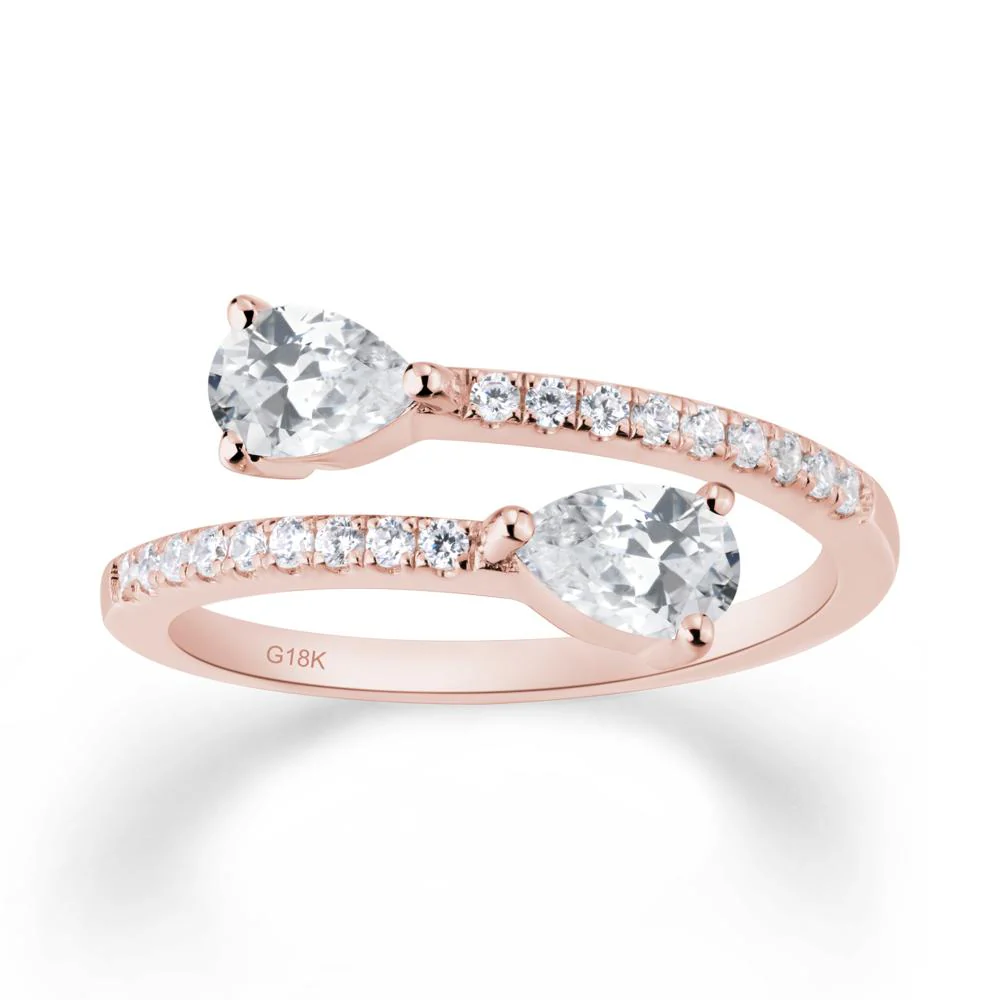 Two Stone Cubic Zirconia Open Ring - Image 5