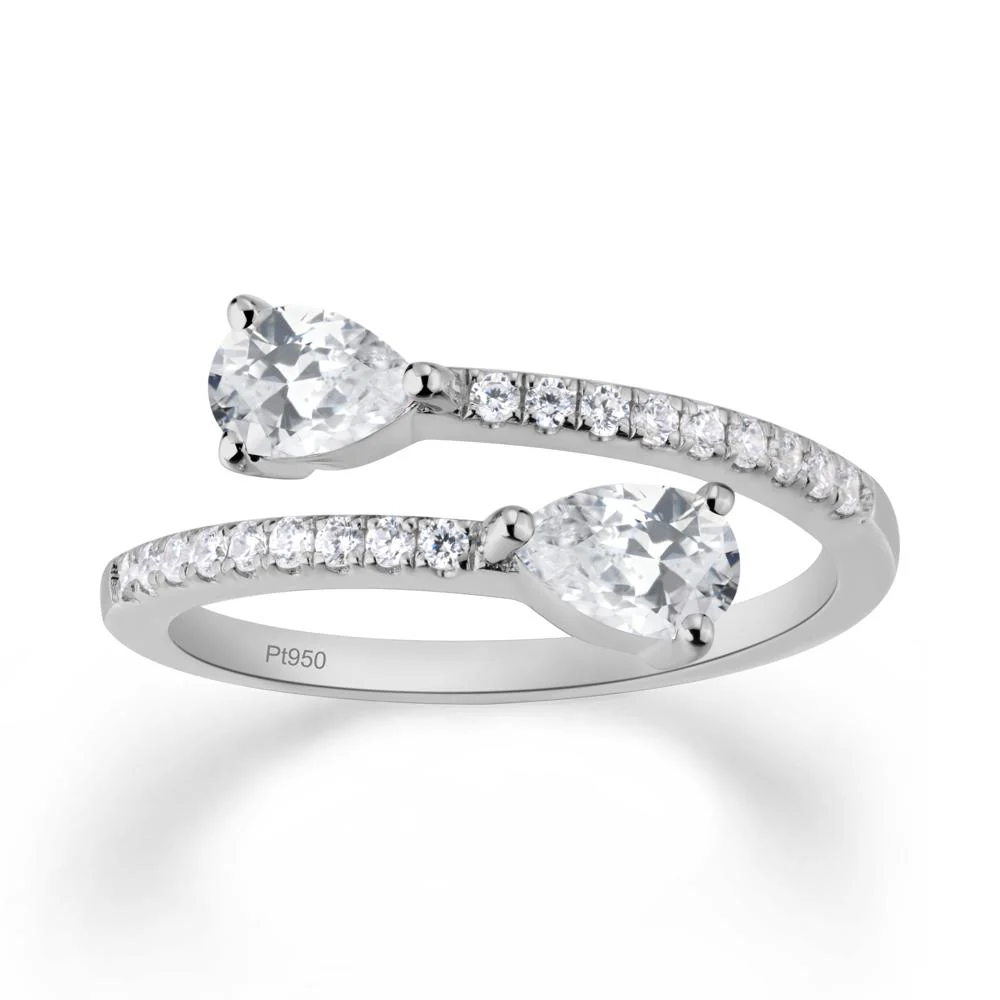 Two Stone Cubic Zirconia Open Ring - Image 6