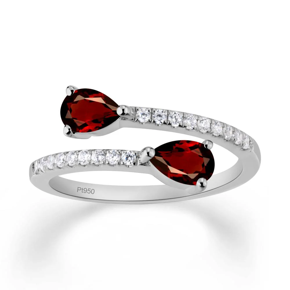 Two Stone Garnet Open Ring - Image 2