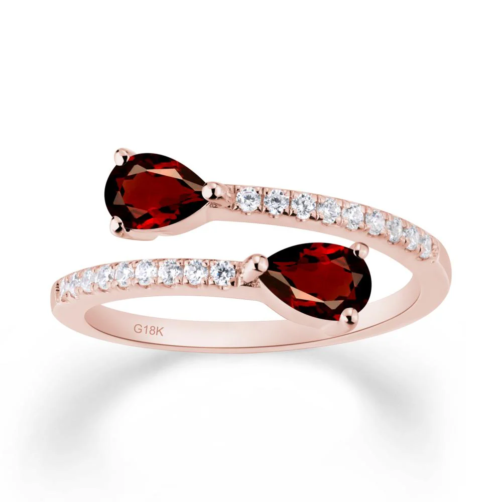 Two Stone Garnet Open Ring - Image 5