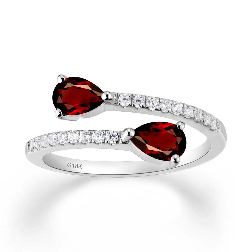 Two Stone Garnet Open Ring - Image 8