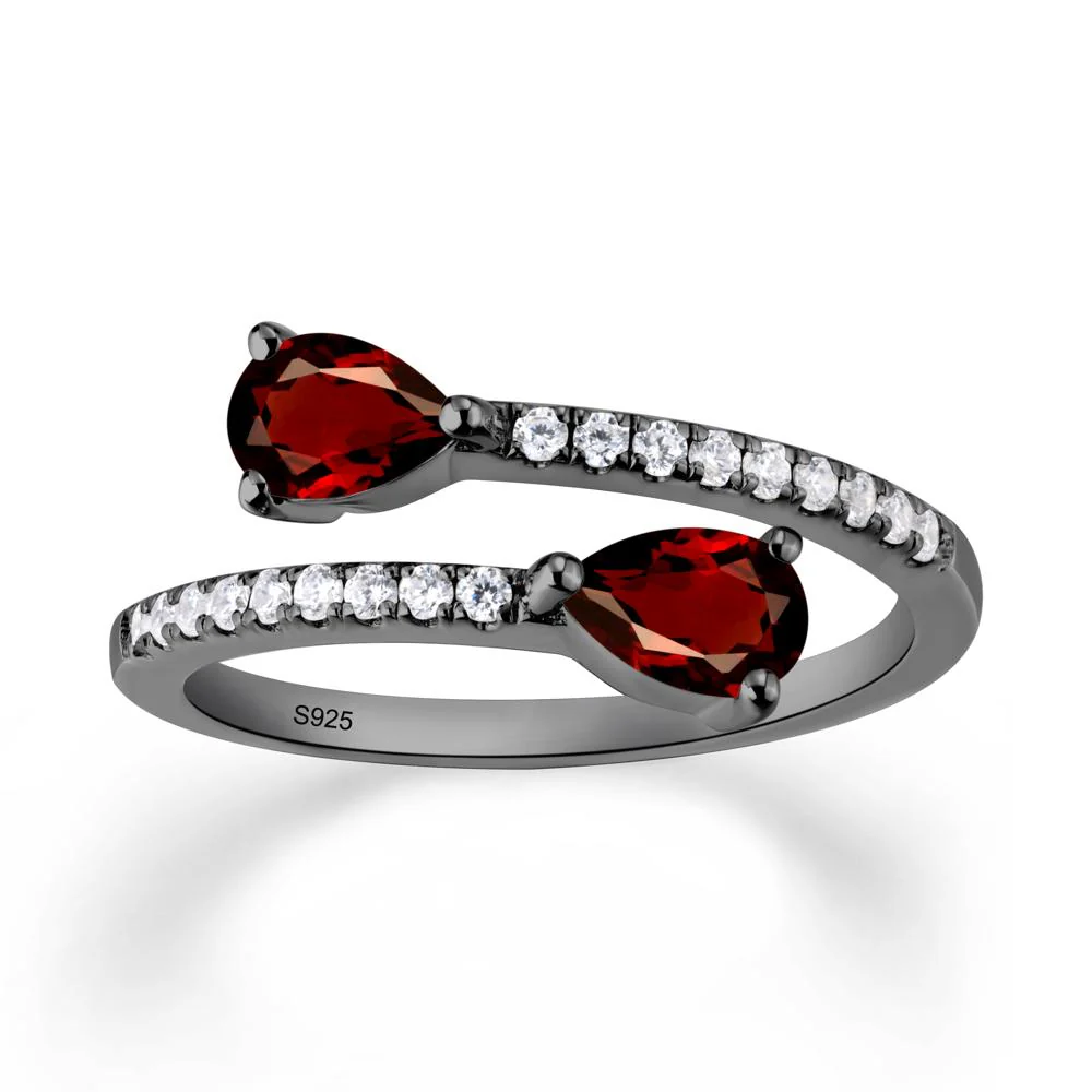 Two Stone Garnet Open Ring - Image 9