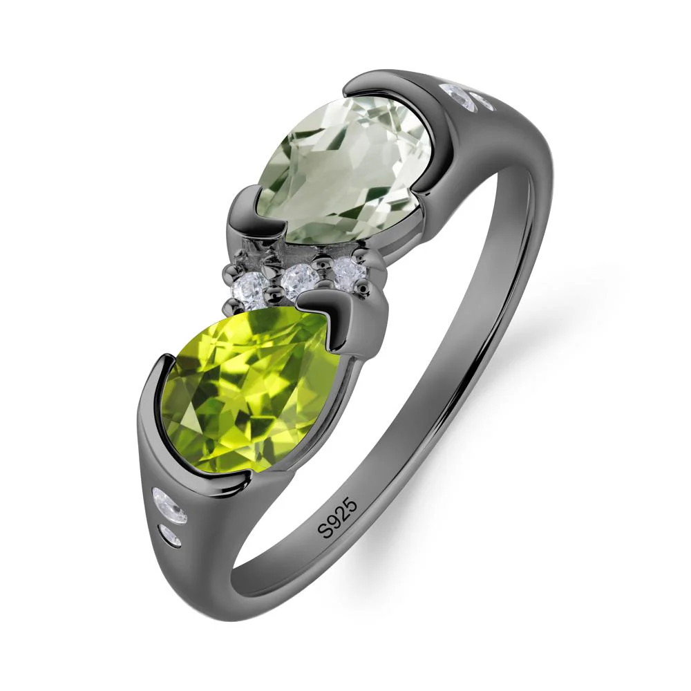 Two Stone Green Amethyst and Peridot Birthstone Ring - Image 2