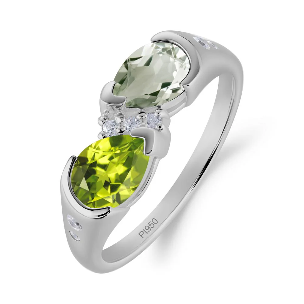 Two Stone Green Amethyst and Peridot Birthstone Ring - Image 3