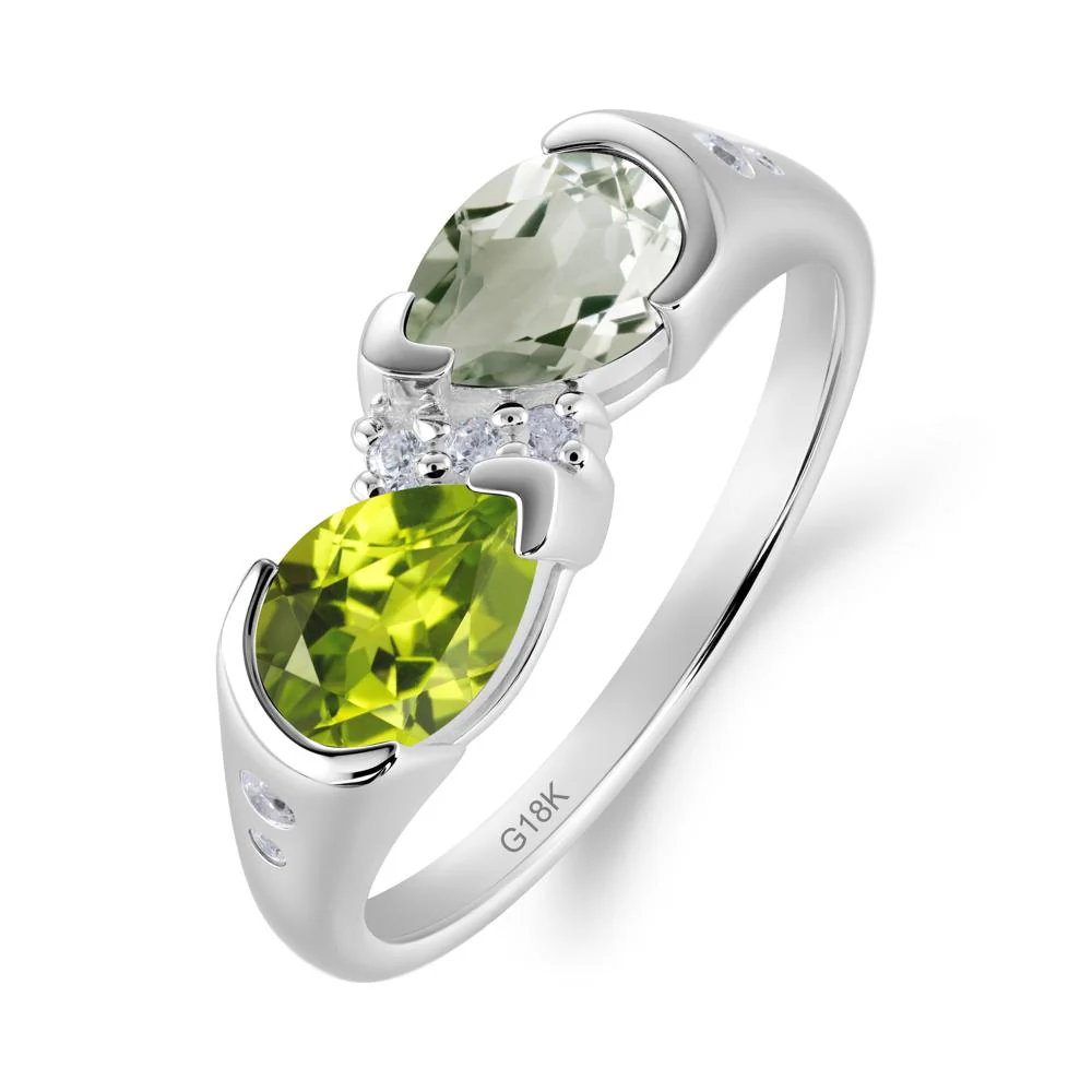 Two Stone Green Amethyst and Peridot Birthstone Ring - Image 4