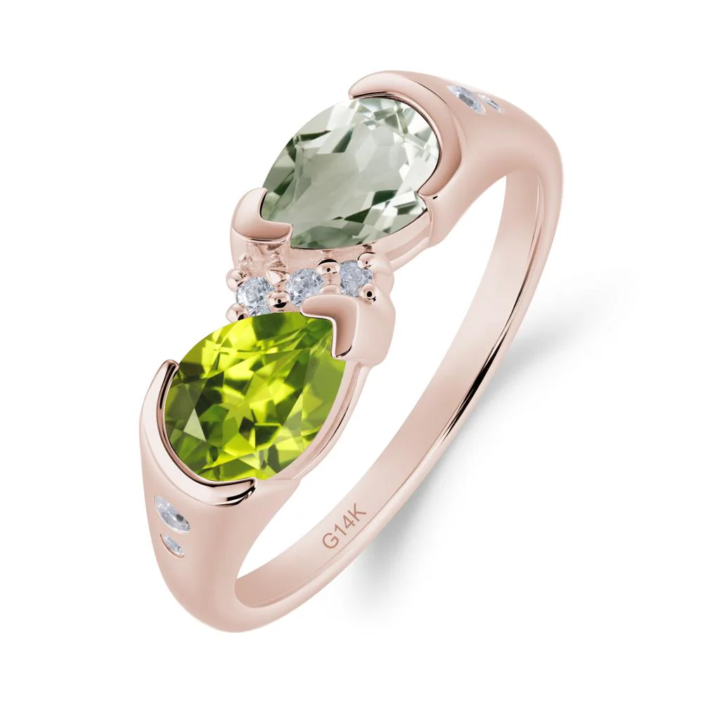 Two Stone Green Amethyst and Peridot Birthstone Ring - Image 6