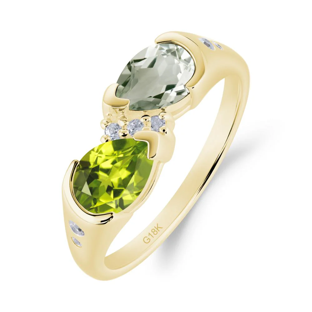 Two Stone Green Amethyst and Peridot Birthstone Ring - Image 9