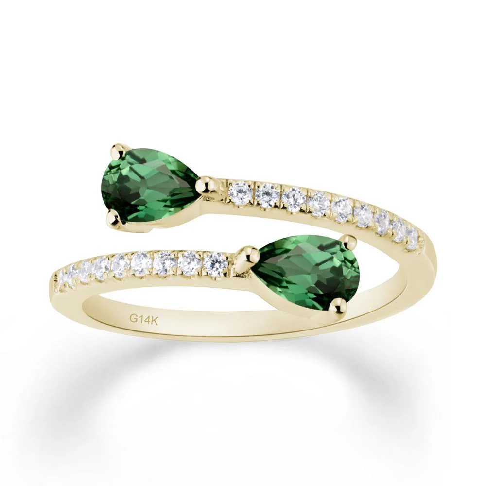 Two Stone Green Sapphire Open Ring