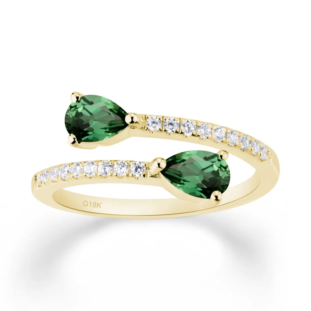 Two Stone Green Sapphire Open Ring - Image 2
