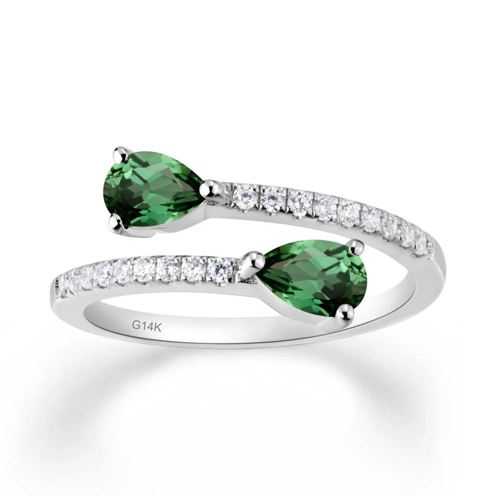 Two Stone Green Sapphire Open Ring - Image 4