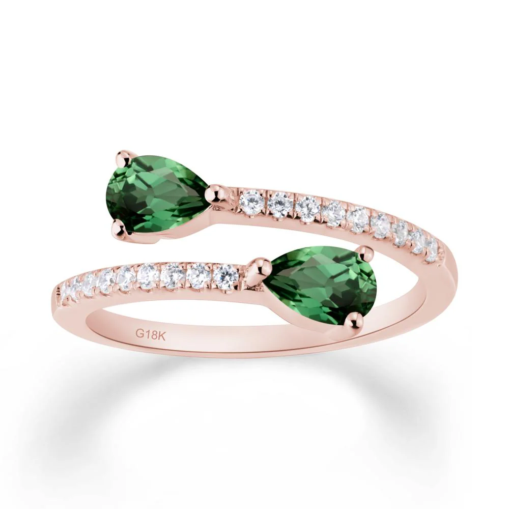 Two Stone Green Sapphire Open Ring - Image 5