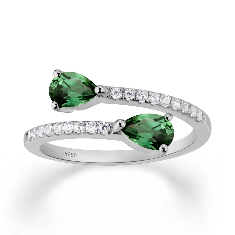 Two Stone Green Sapphire Open Ring - Image 6