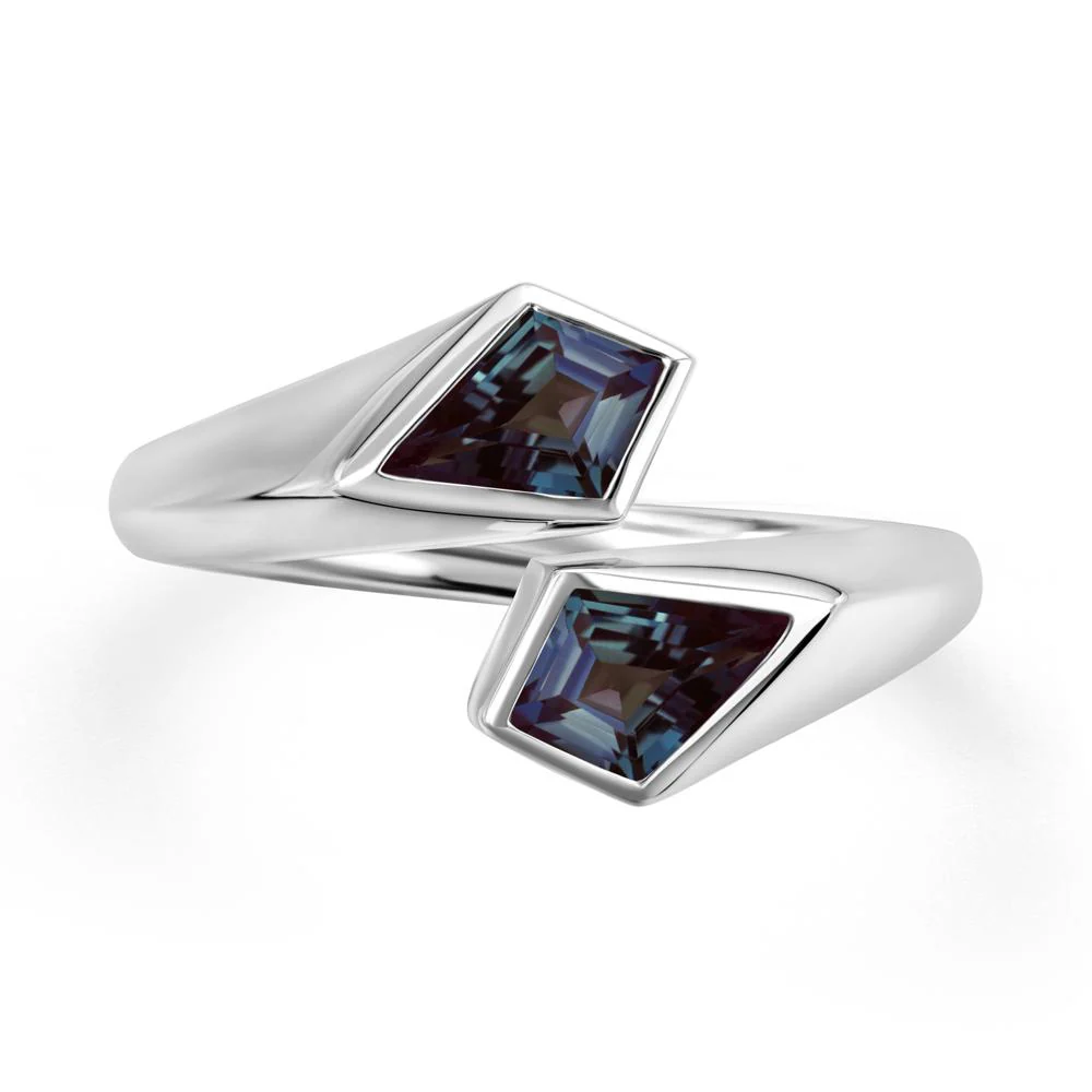 Two Stone Kite Cut Alexandrite Ring