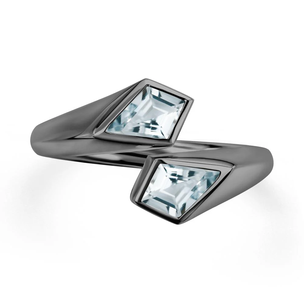 Two Stone Kite Cut Aquamarine Ring - Image 2