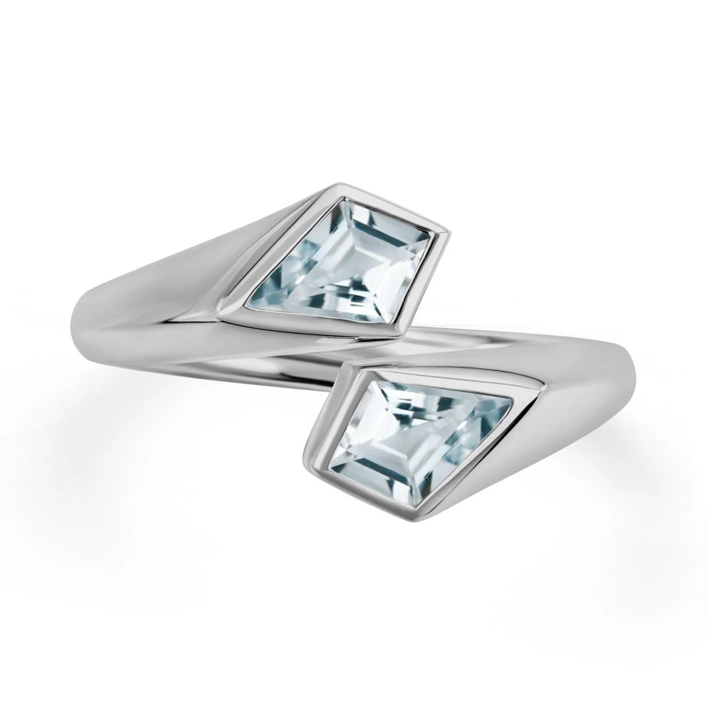 Two Stone Kite Cut Aquamarine Ring - Image 6