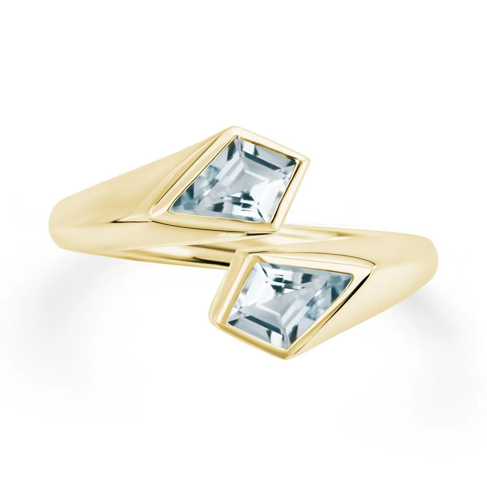 Two Stone Kite Cut Aquamarine Ring - Image 8