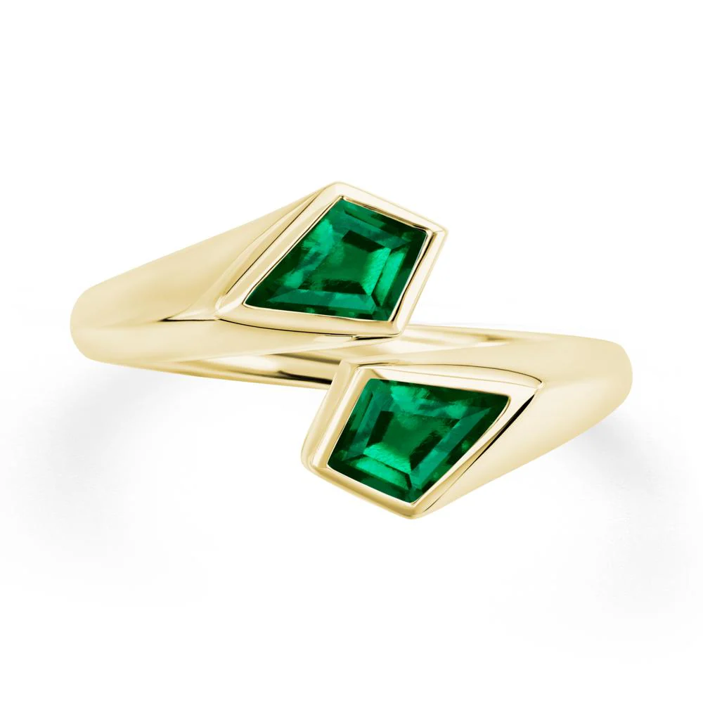 Two Stone Kite Cut Emerald Ring - Image 8