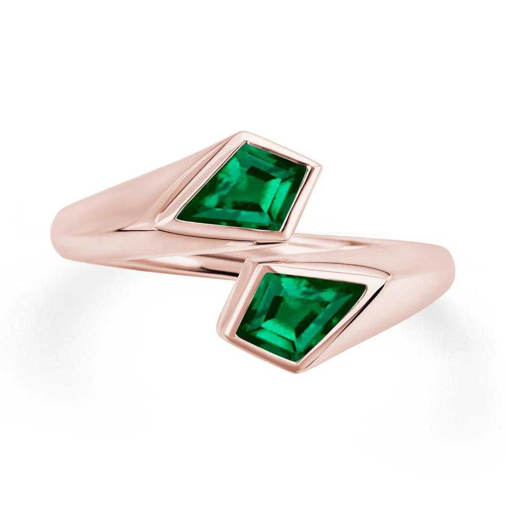 Two Stone Kite Cut Emerald Ring - Image 9