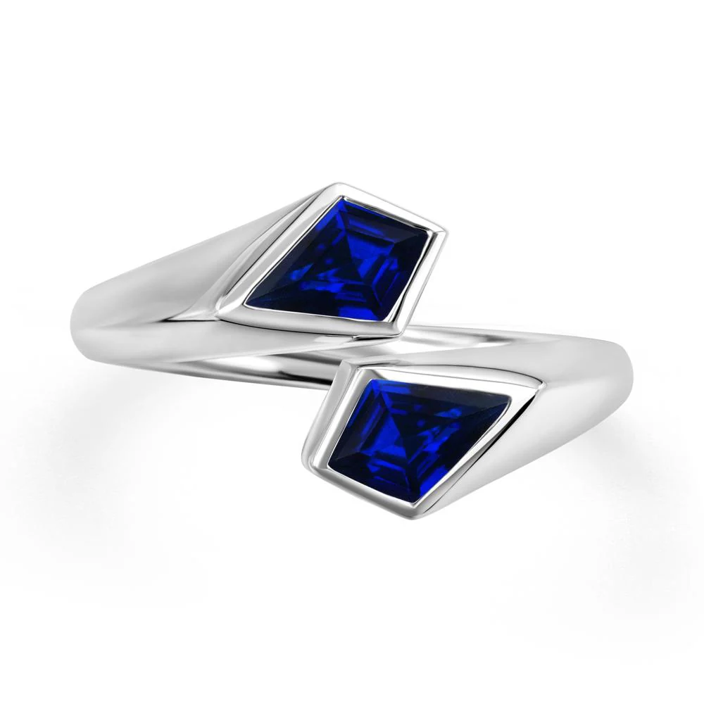 Two Stone Kite Cut Sapphire Ring - Image 3