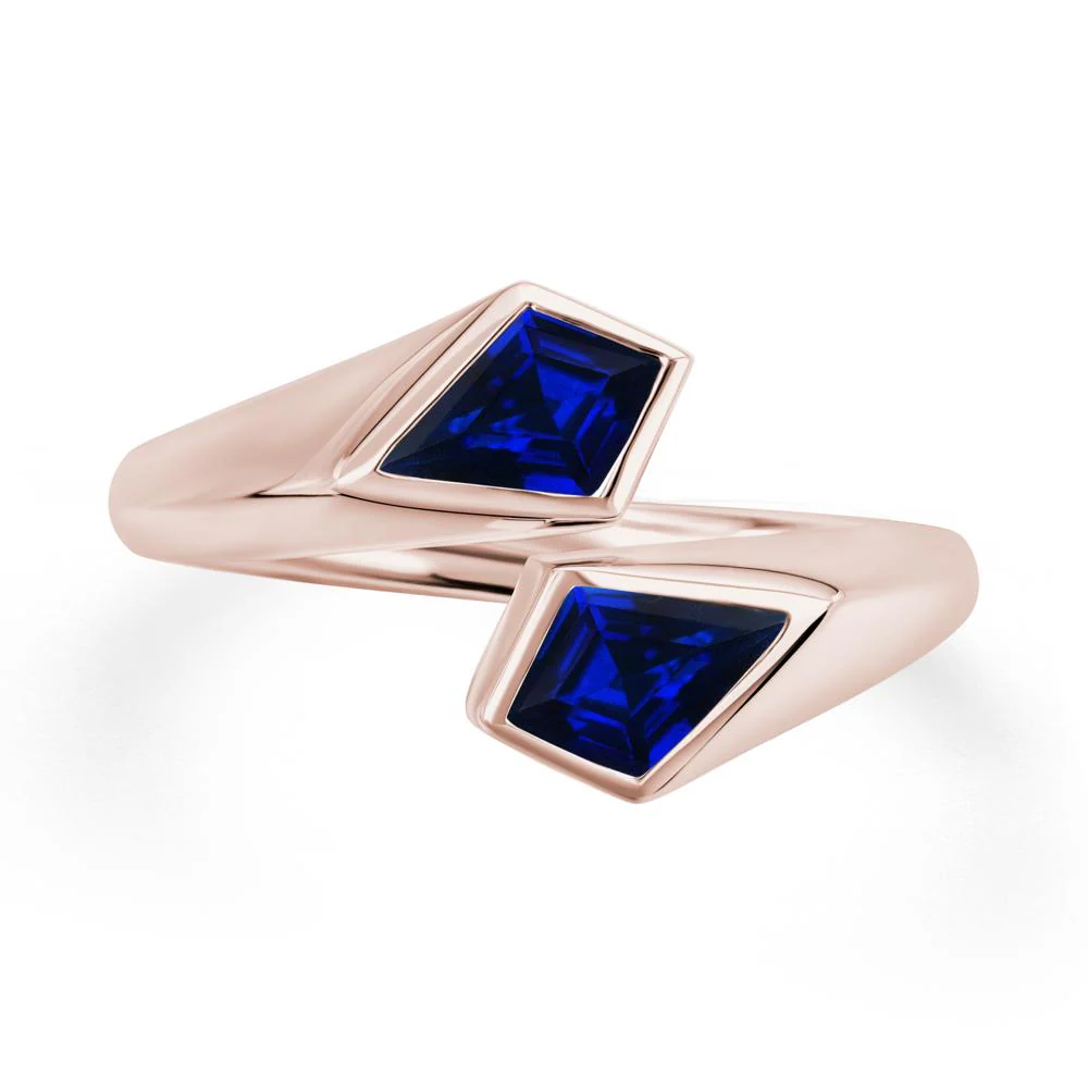 Two Stone Kite Cut Sapphire Ring - Image 5