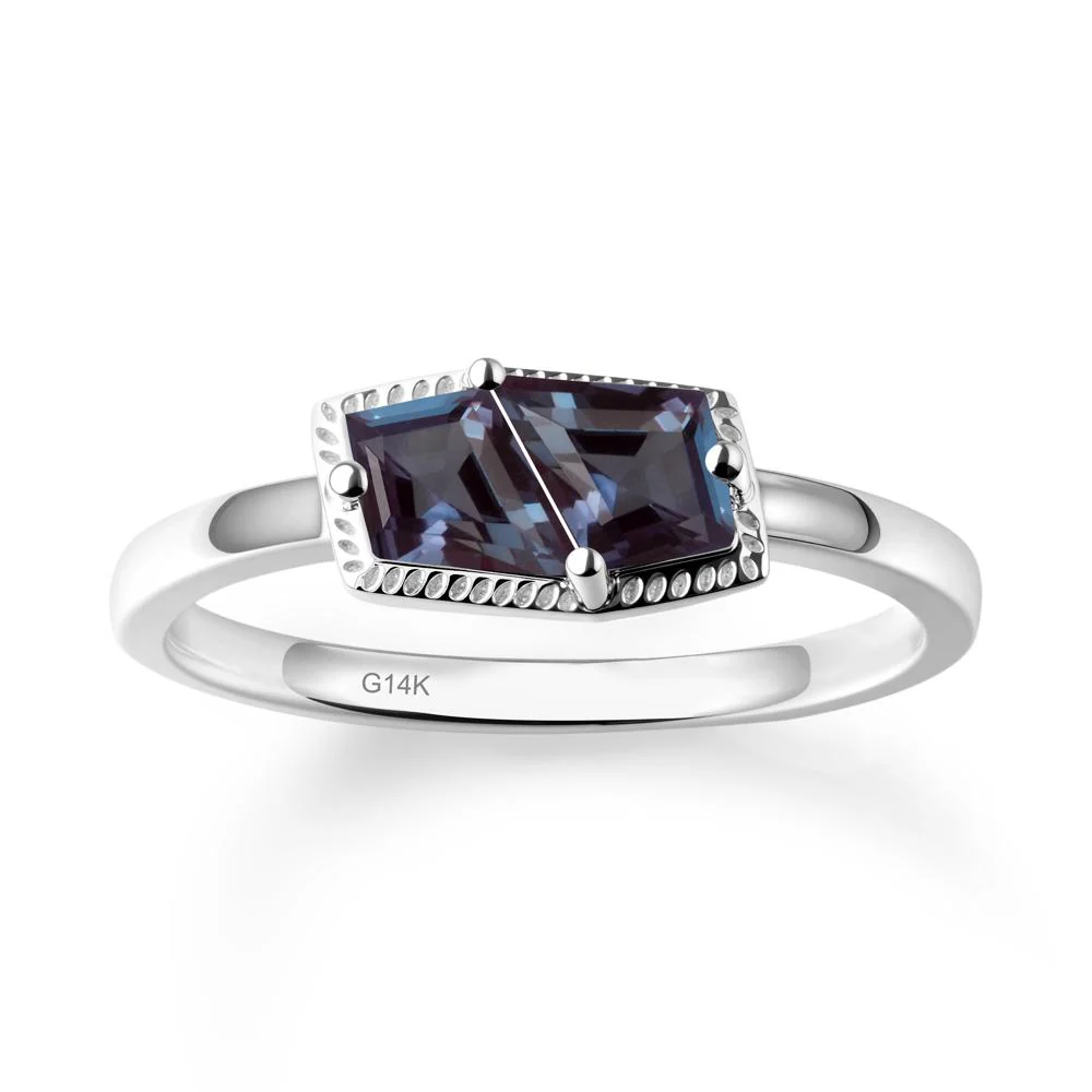 Two Stone Kite Shaped Alexandrite Ring - Image 3