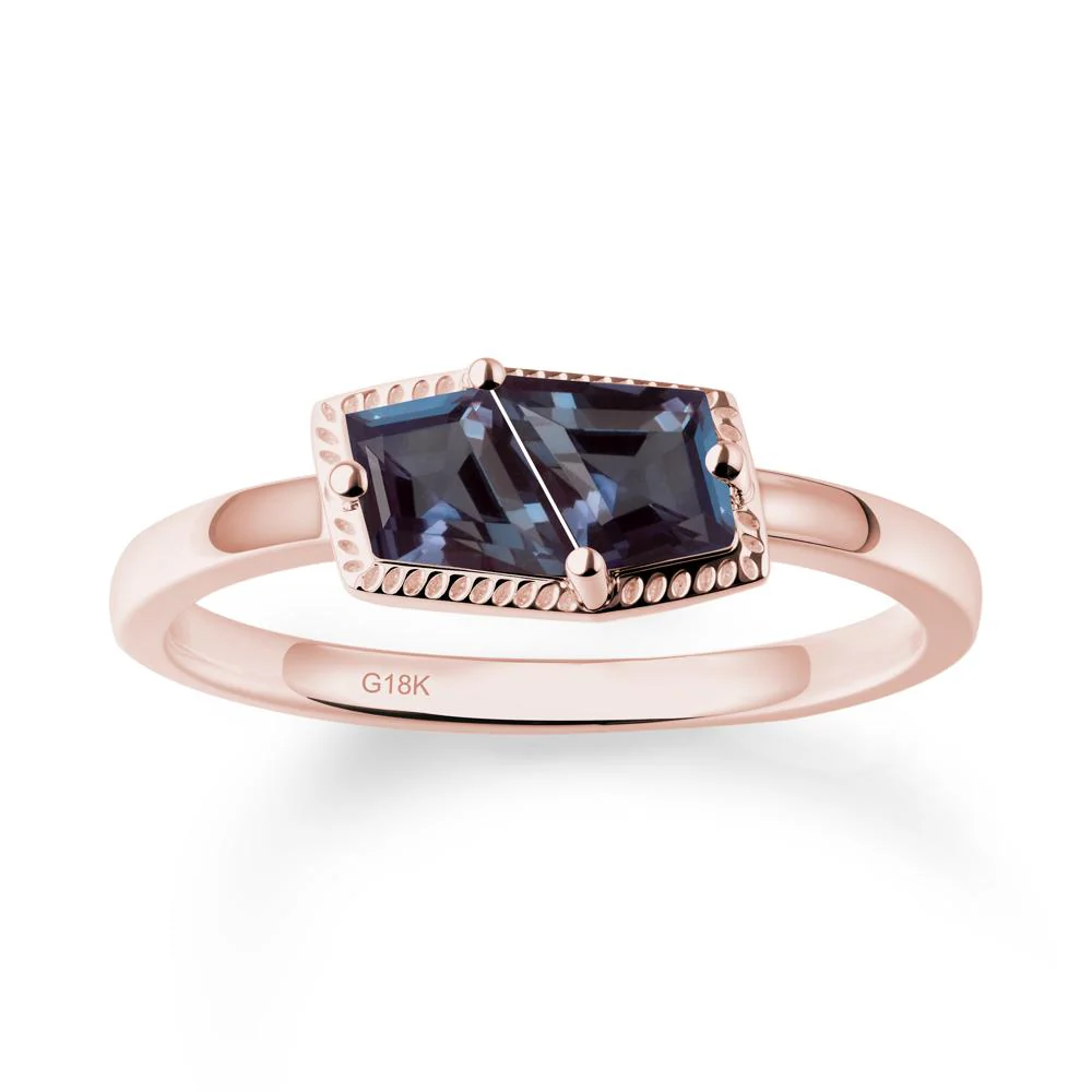 Two Stone Kite Shaped Alexandrite Ring - Image 5