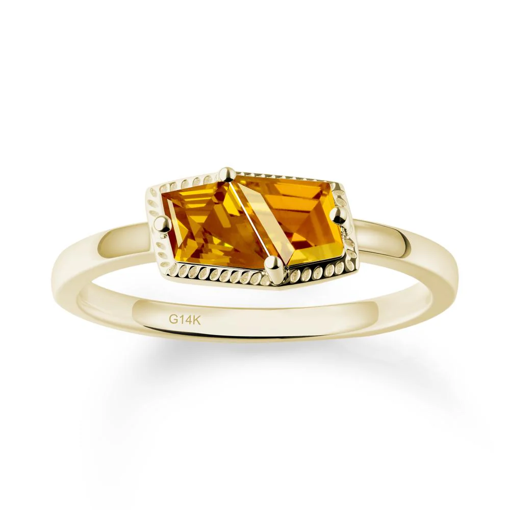 Two Stone Kite Shaped Citrine Ring - Image 4