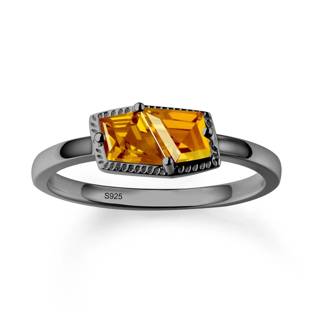 Two Stone Kite Shaped Citrine Ring - Image 8