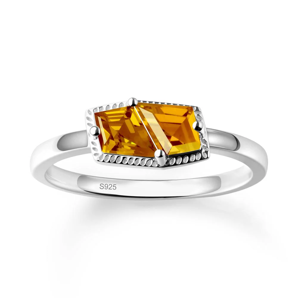Two Stone Kite Shaped Citrine Ring - Image 9