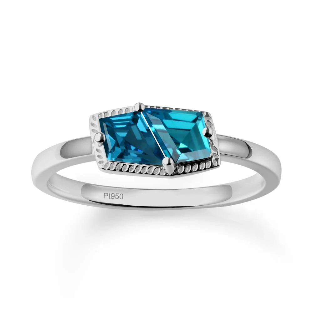 Two Stone Kite Shaped London Blue Topaz Ring - Image 8