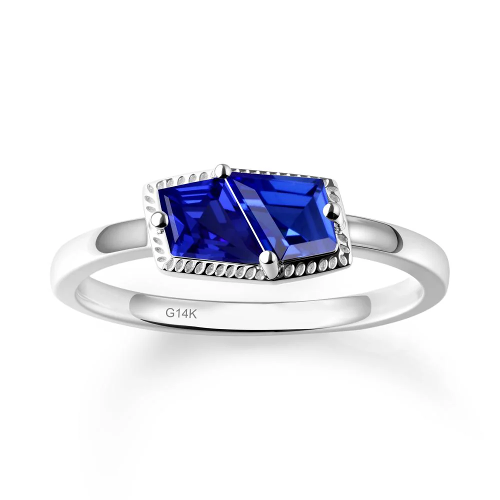 Two Stone Kite Shaped Sapphire Ring - Image 3