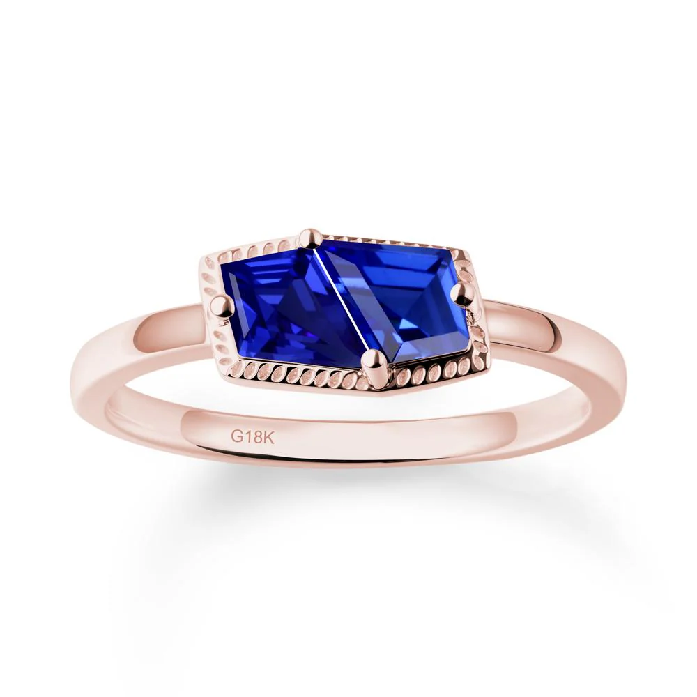 Two Stone Kite Shaped Sapphire Ring - Image 4