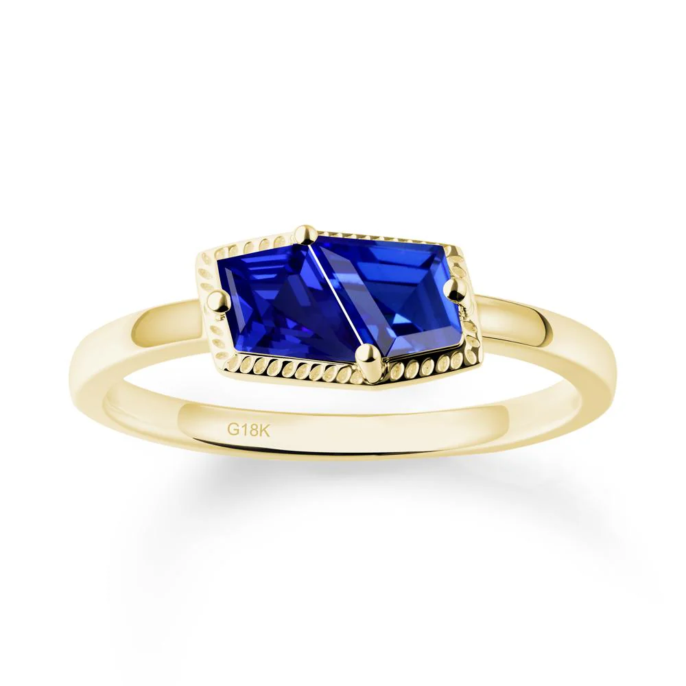 Two Stone Kite Shaped Sapphire Ring - Image 6