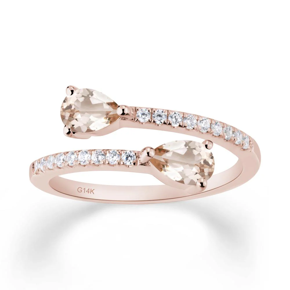 Two Stone Morganite Open Ring - Image 9