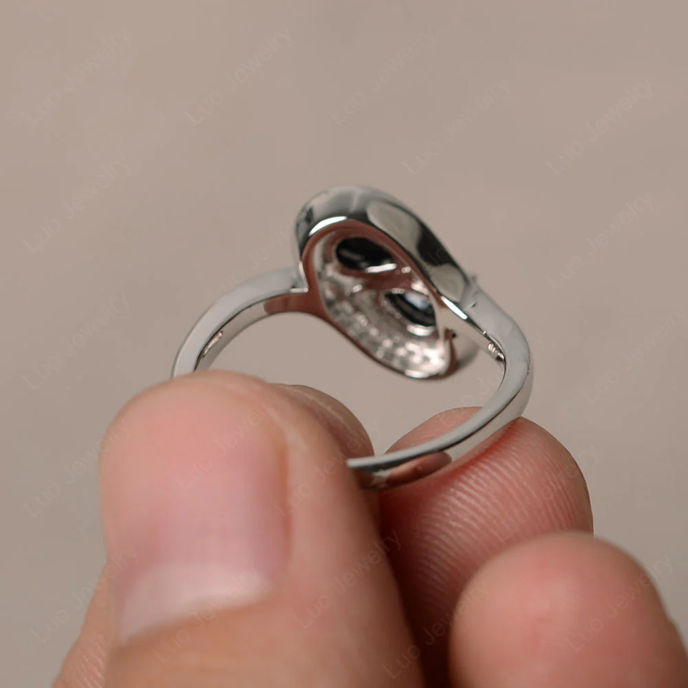 Two Stone Pear Shaped Black Spinel Mothers Ring - Image 2