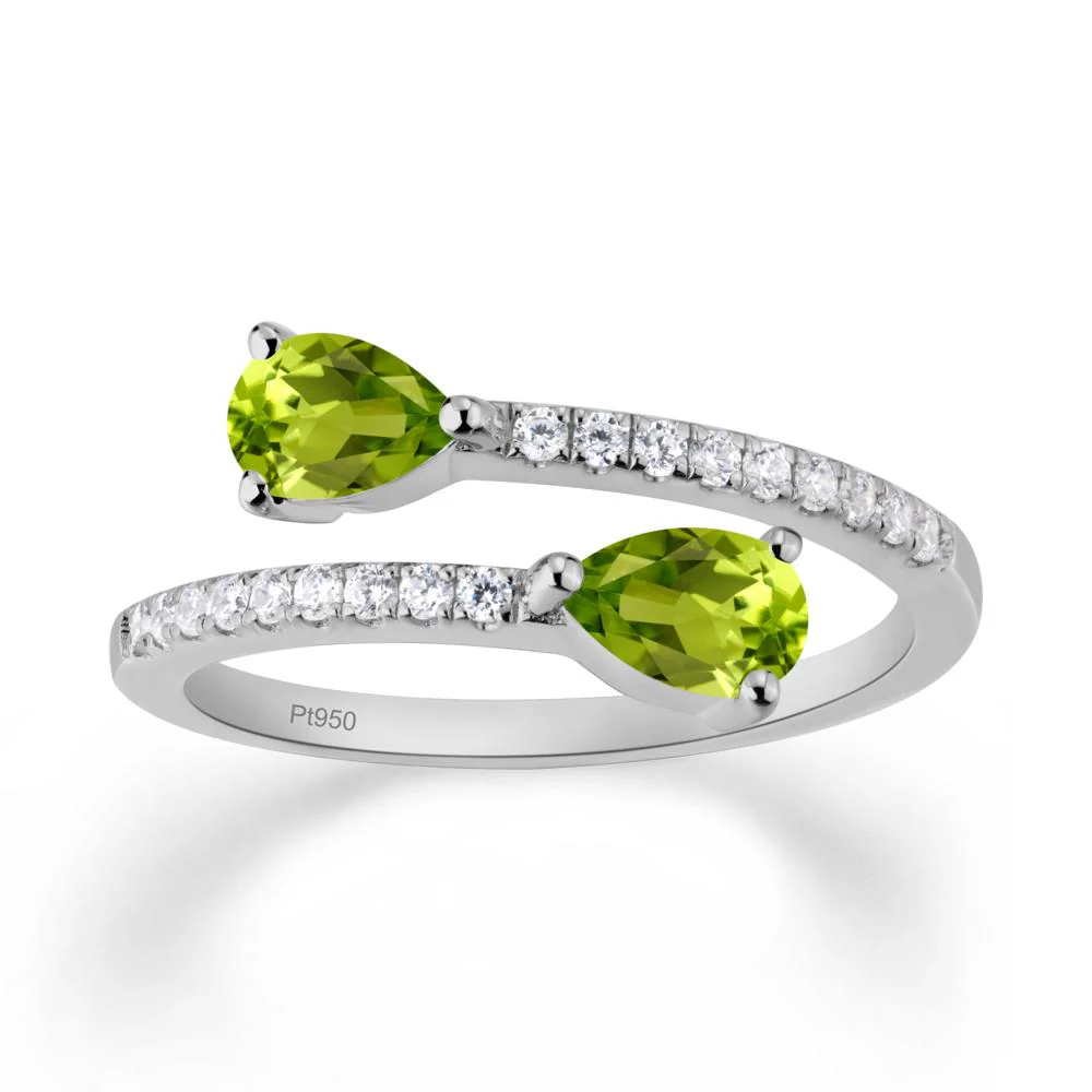 Two Stone Peridot Open Ring - Image 2