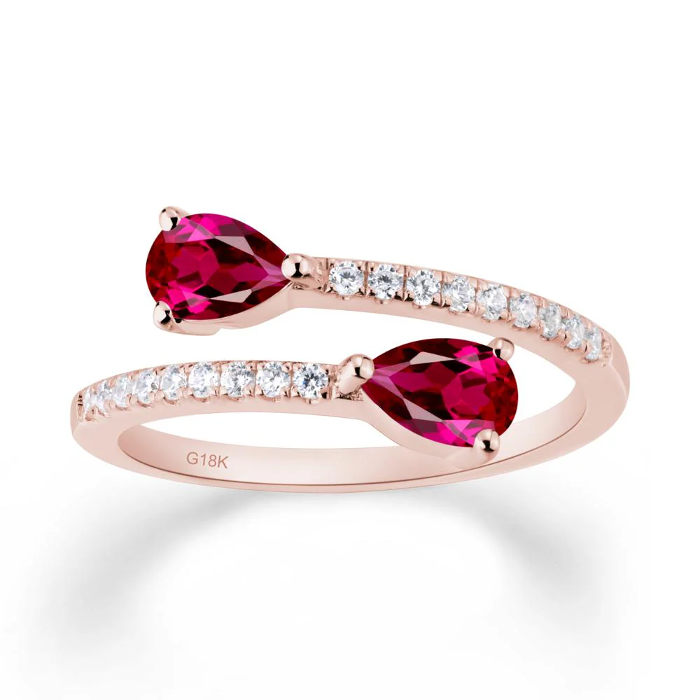 Two Stone Ruby Open Ring