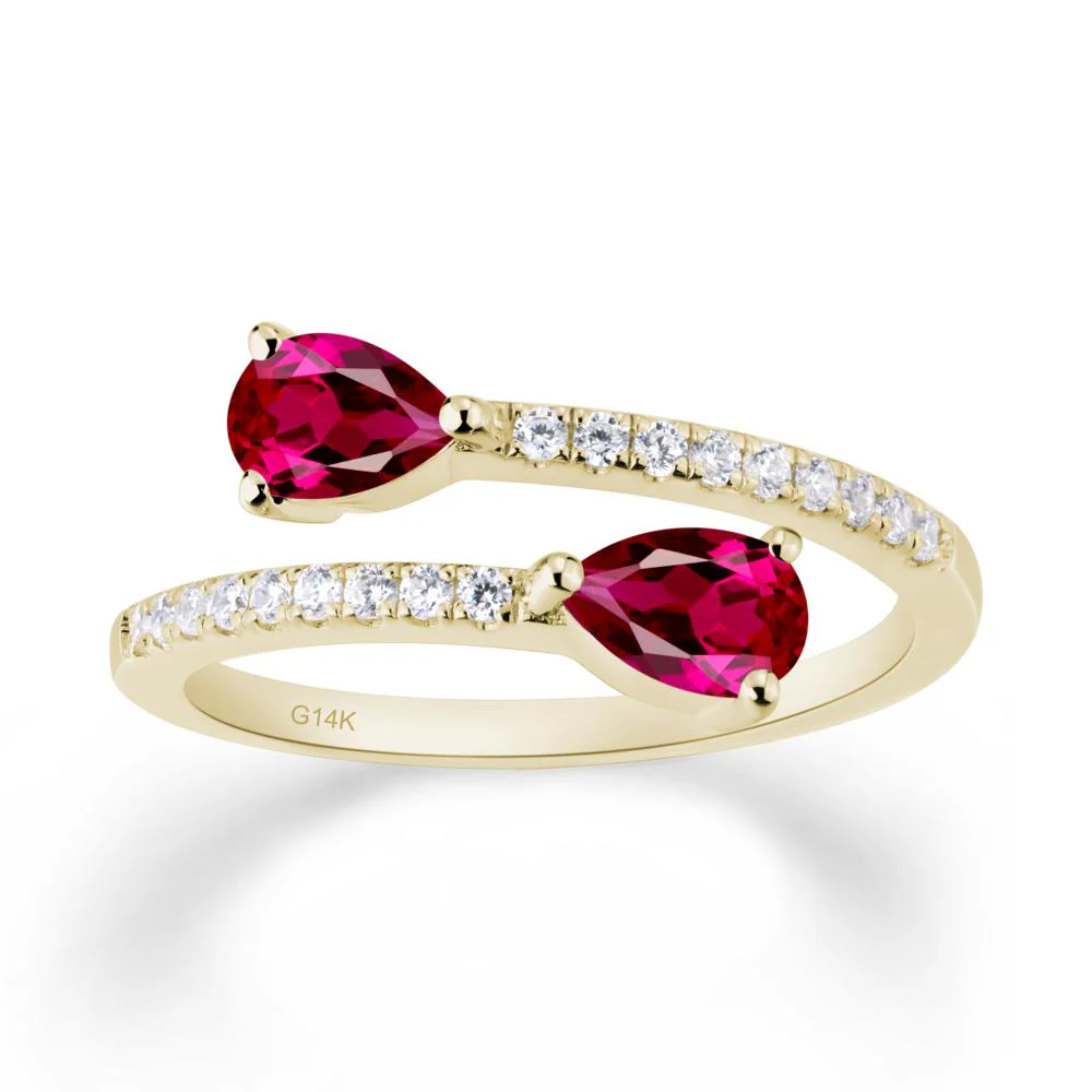 Two Stone Ruby Open Ring - Image 2