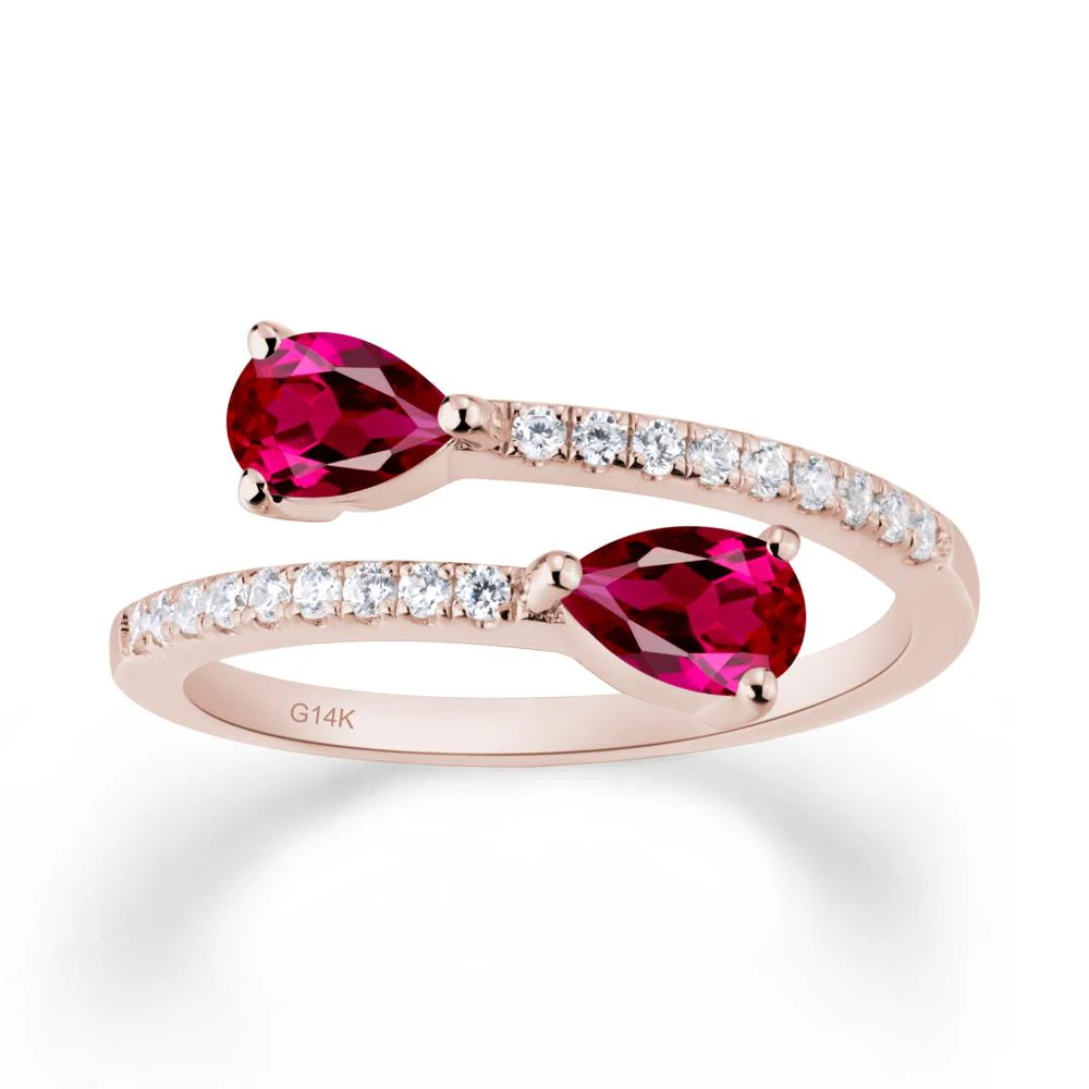 Two Stone Ruby Open Ring - Image 4
