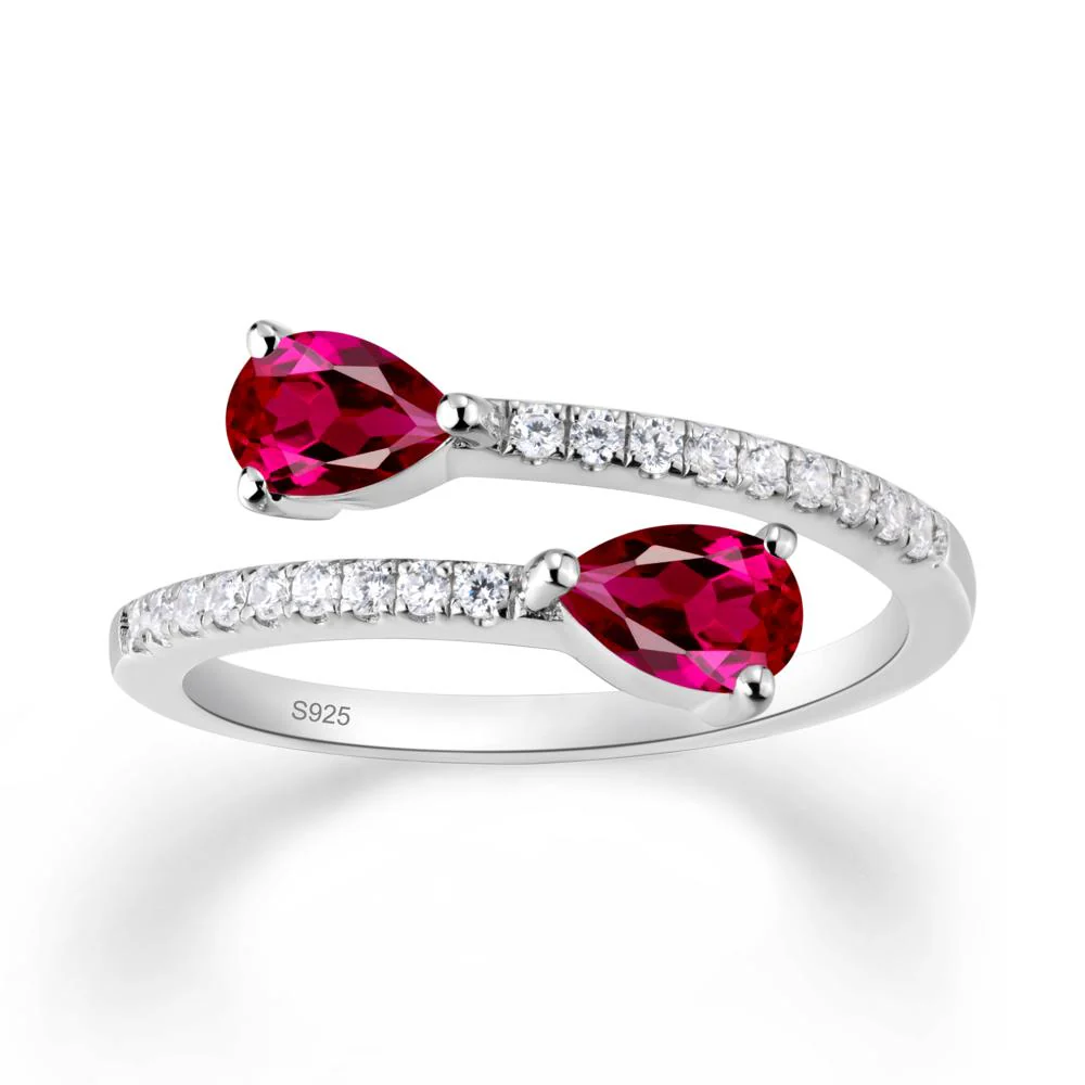 Two Stone Ruby Open Ring - Image 5