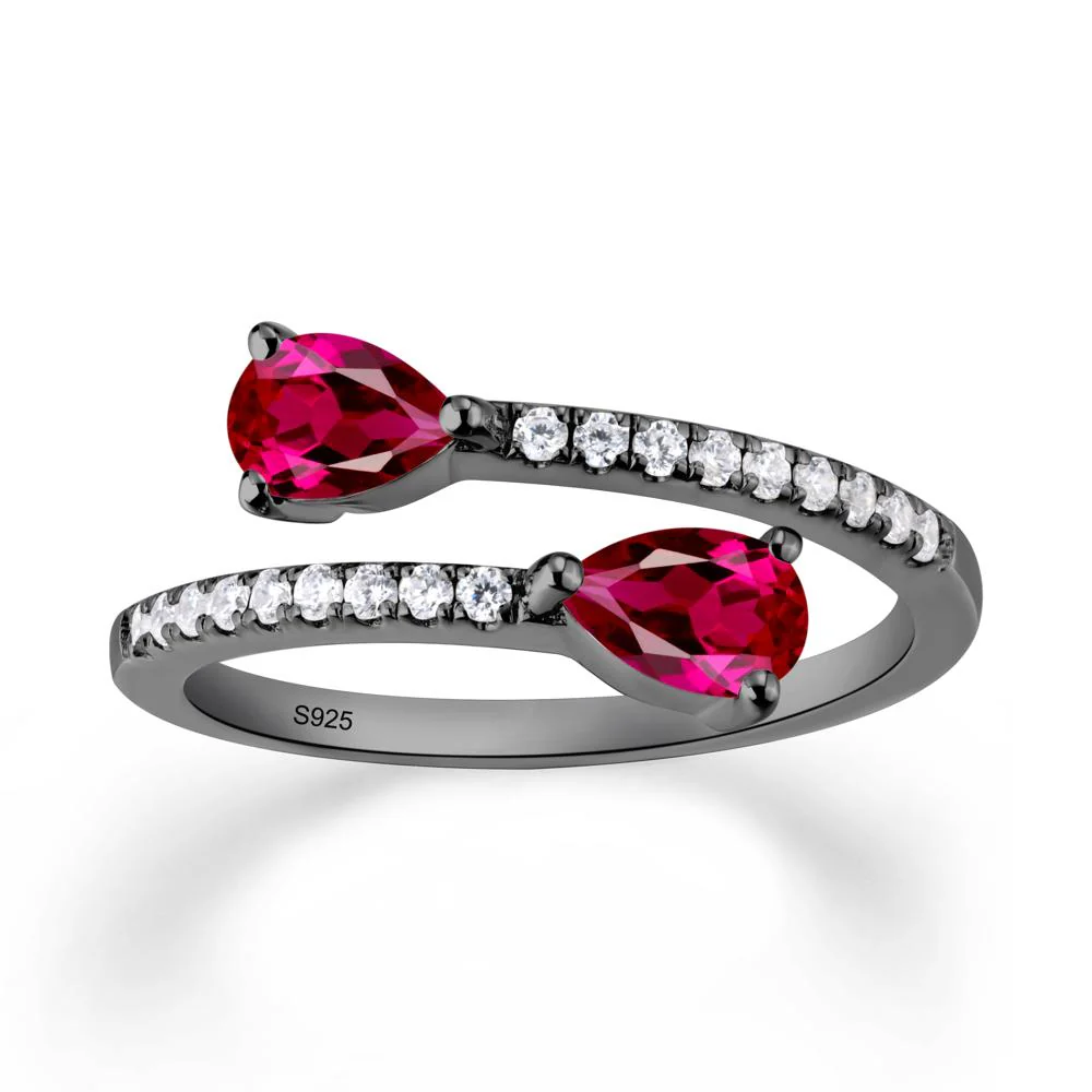Two Stone Ruby Open Ring - Image 7
